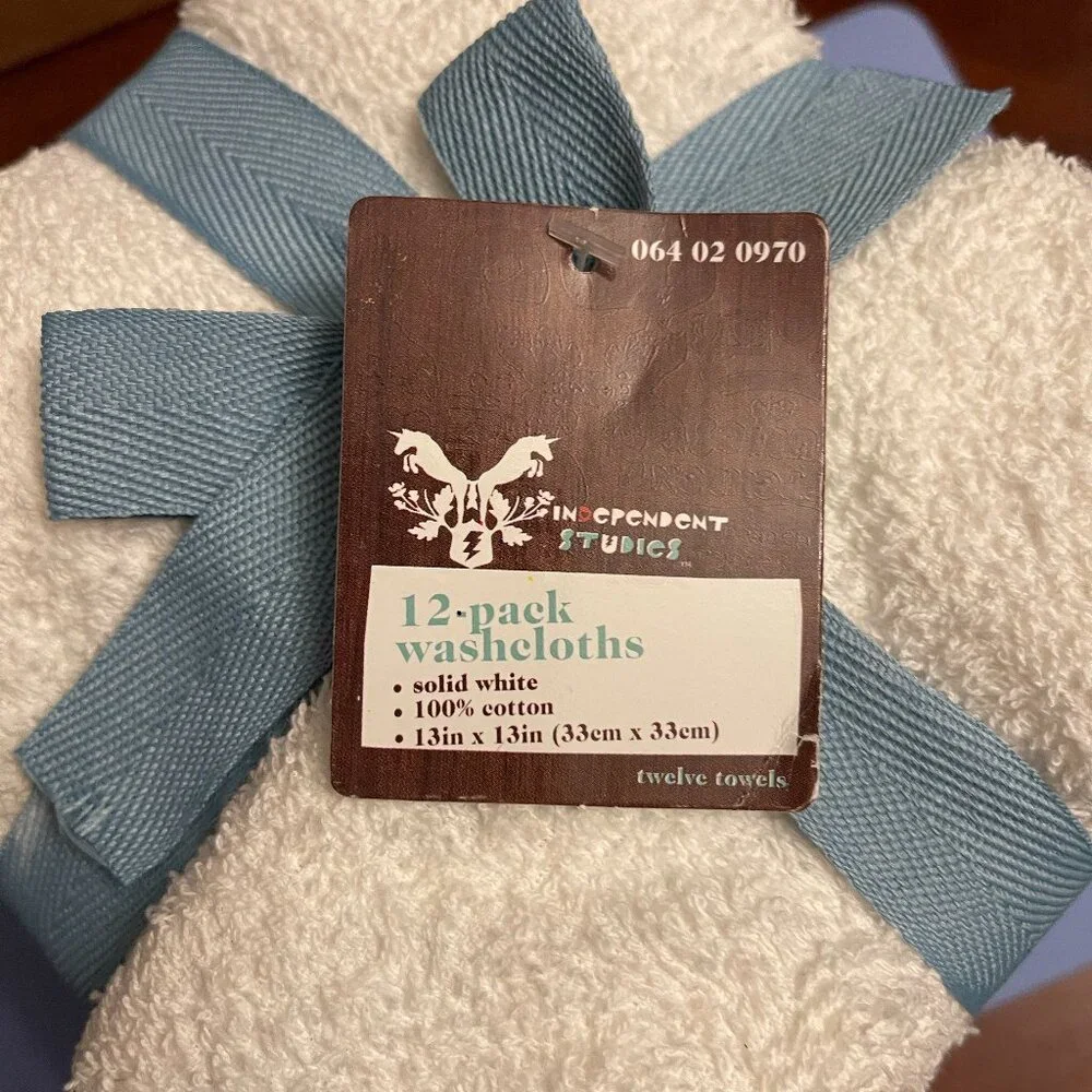 12 pk White Wash Cloths